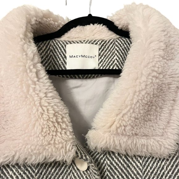 Macy Mccoy Wool White+Gray Stripe Oversize Coat Fits (S-L) - Picture 3 of 6
